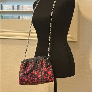Coach Black Satchel with Pink Floral Print